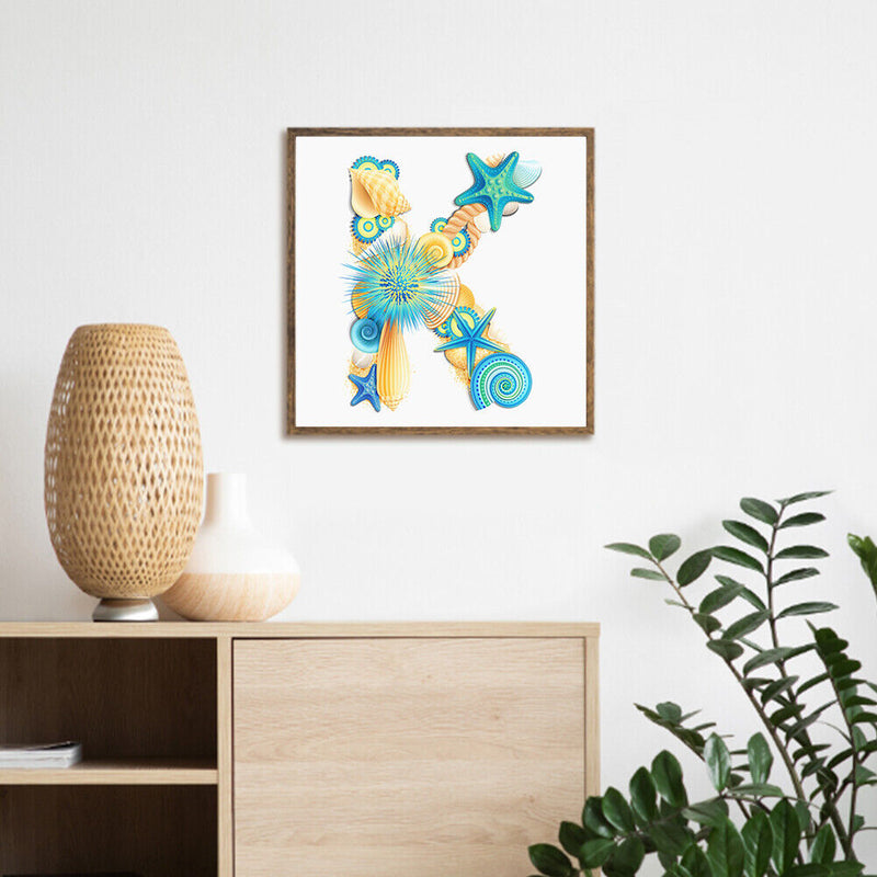 5D DIY Diamond Painting Kits Starfish Letter K Full Round Drill Art (G664)