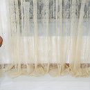 Flocking Floral Tulle Printed Window Door Curtain for Living Room (Beige)