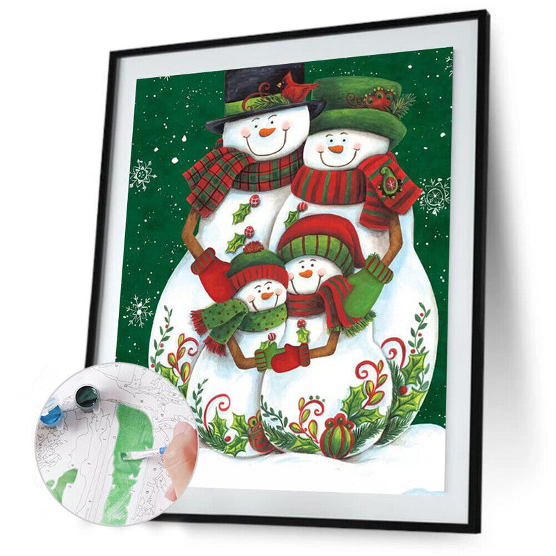 Christmas Snowman Oil Paint By Numbers DIY Drawing Hand Painted Wall Art Craf