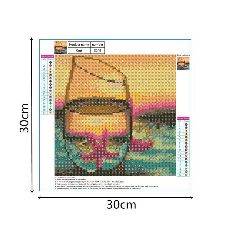 5D DIY Full Drill Diamond Painting Cup Cross Stitch Embroidery Mosaic Kit