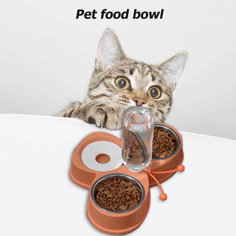 3 in 1 Pet Cat Bowl Large Capacity Stainless Steel Automatic Dry Wet Separati
