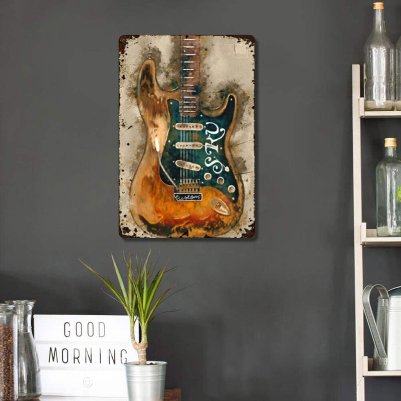 #A Retro Guitar Metal Plate Tin Sign Plaque for Bar Pub Club Cafe Home Decorat