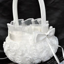 Wedding Ceremony Party Love Case Satin Bowknot & Rose Flower Girl Basket