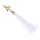 Women Fashion Multicolor Metal Triangle Retro Tassel Jewelry Earrings Beige