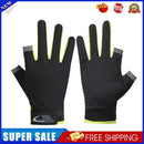 Fishing Gloves Anti-slip 2 Cut Finger Breathable Cycling Mitten (Green)