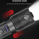 Aluminum Alloy LED Telescope Zoom Flashlight, 5 Modes, Waterproof Hand