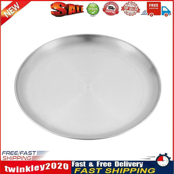 Camping Plate Stainless Steel Tableware Food Container Picnic Dish (23cm) Newly