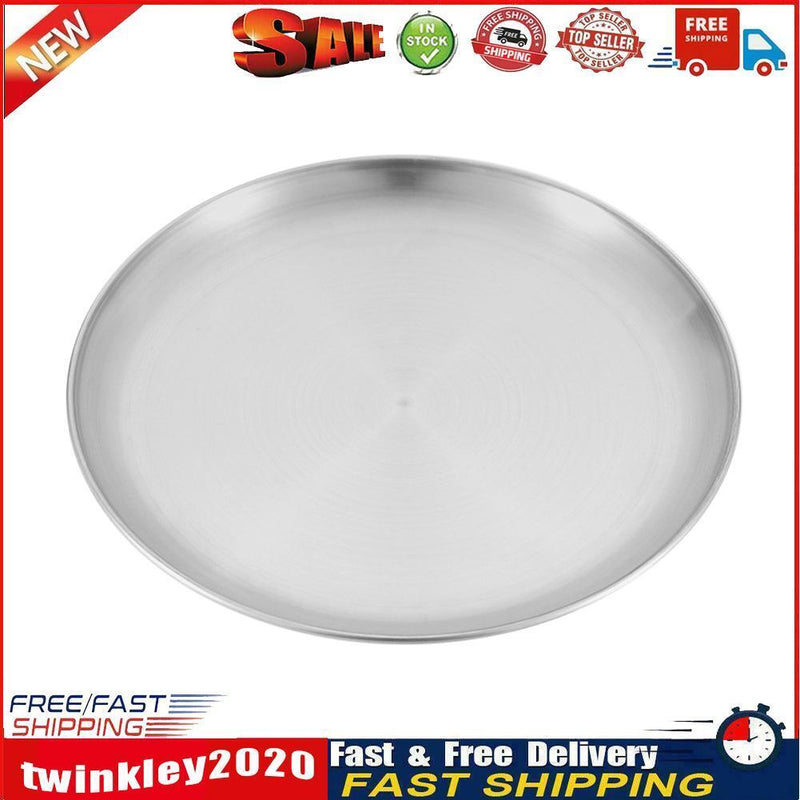 Camping Plate Stainless Steel Tableware Food Container Picnic Dish (23cm) Newly