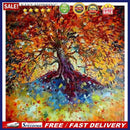 DIY Golden Tree Oil Paint by Numbers Coded Hand Painted Acrylic Drawing Gifts