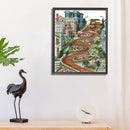 Street Scenery Cross Stitch Set 14CT Stamped Embroidery Kits DIY Home Decoration