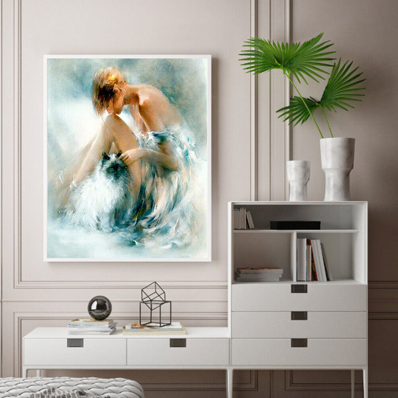 Girl Oil Paint By Numbers Kit DIY Acrylic Painting Wall Art Picture Craft Dec