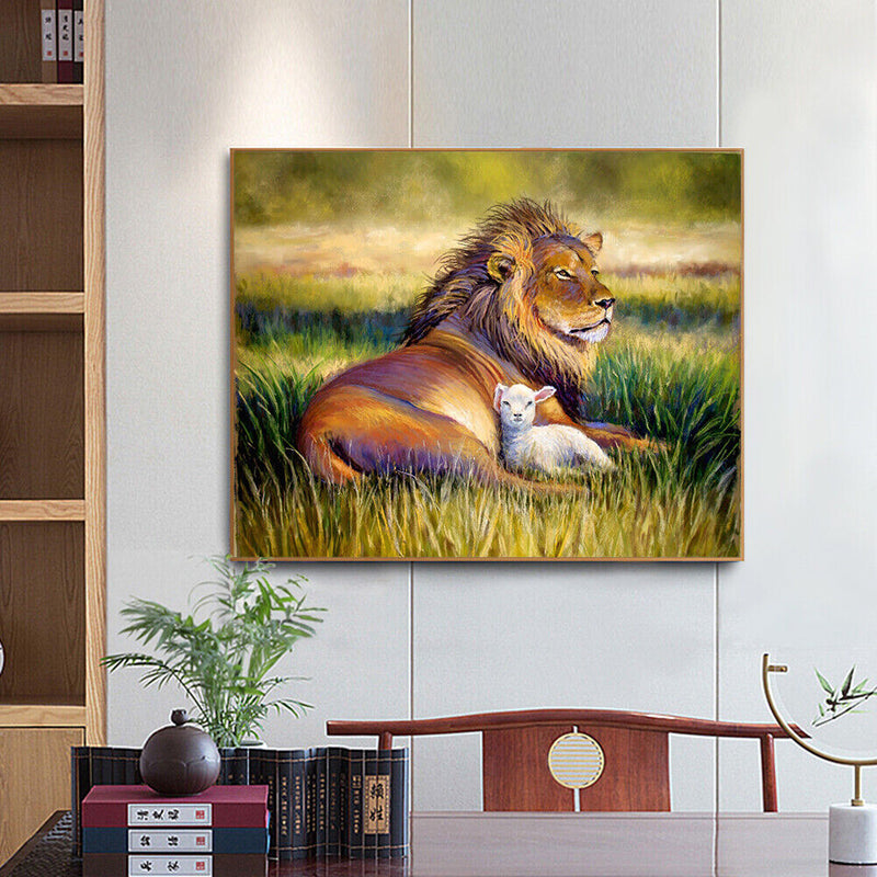 Paint By Numbers for Kids Adults Beginner Lion and Lamb DIY Acrylic Painting Kit