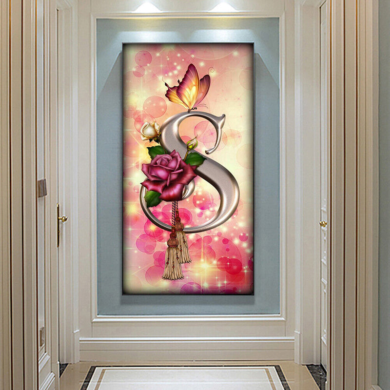 Letter S Rose Oil Paint By Numbers Kits DIY Craft Coloring Drawing Home Dec