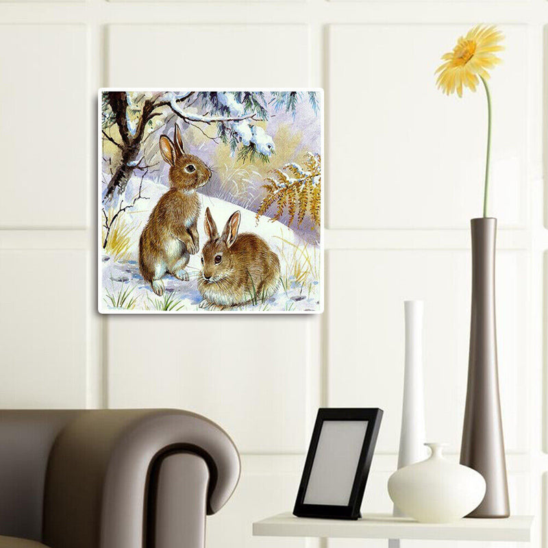 5D DIY Diamond Painting Snow Bunny Full Round Drill Mosaic Art Picture Decor