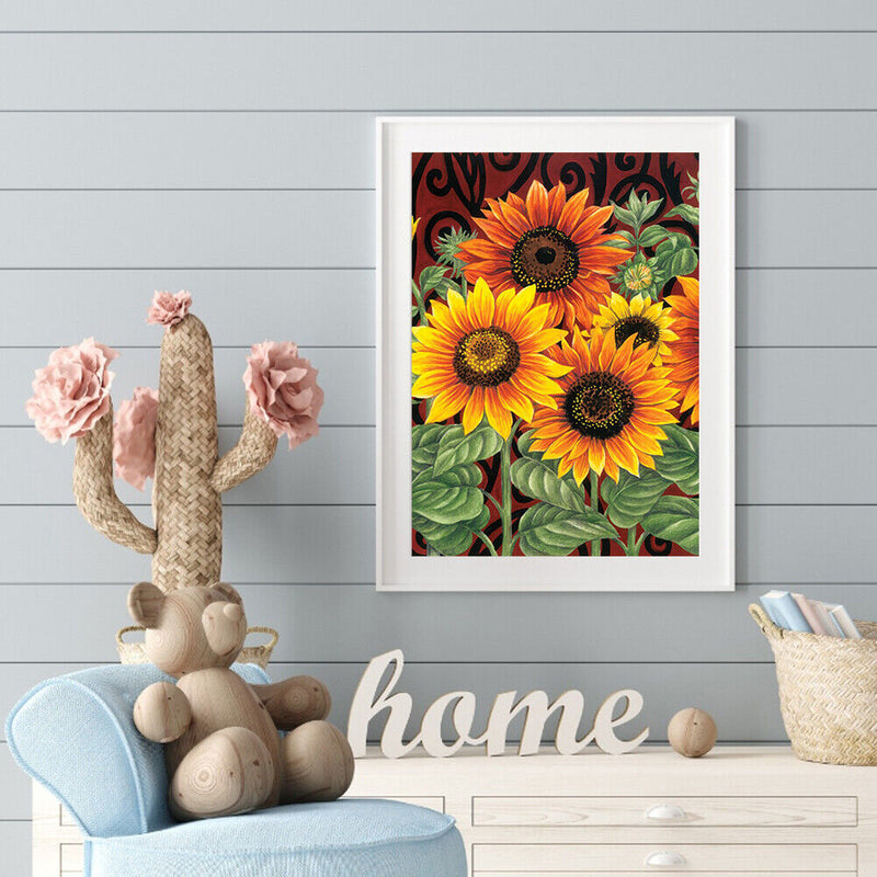 5D DIY Sunflowers Full Round Drill Diamond Painting Rhinestone Drawing Craft Art