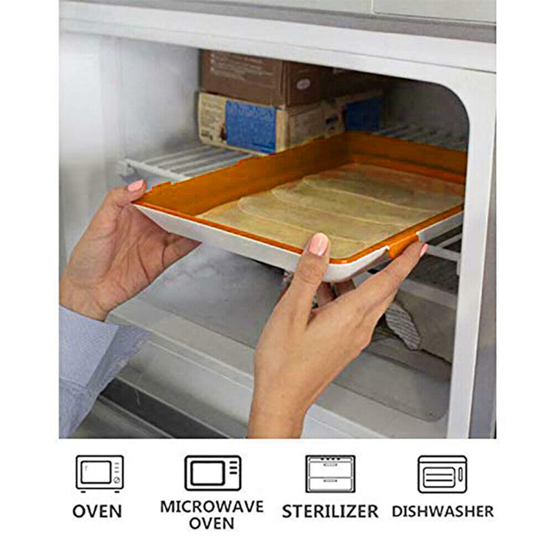 Food Preservation Tray Plastic Food Fresh Storage Plates Container (Orange)