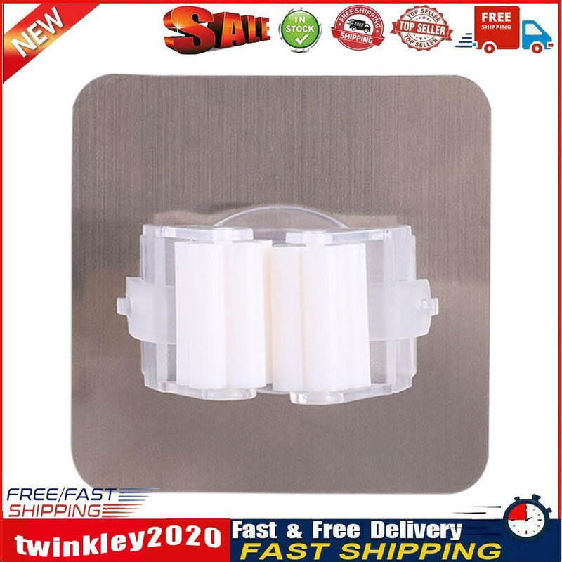 Adhesive Hooks Kitchen Bathroom Wall Mop Hanger Broom Holder Rack (White) Newly