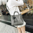 3pcs/set Fashion Women Beads Tassel PU Clutch Shoulder Bucket Bags (Grey)