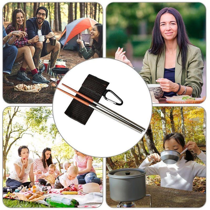 Folding Chopsticks, Tableware for Outdoor Camping Picnic Chopsticks (Brown)