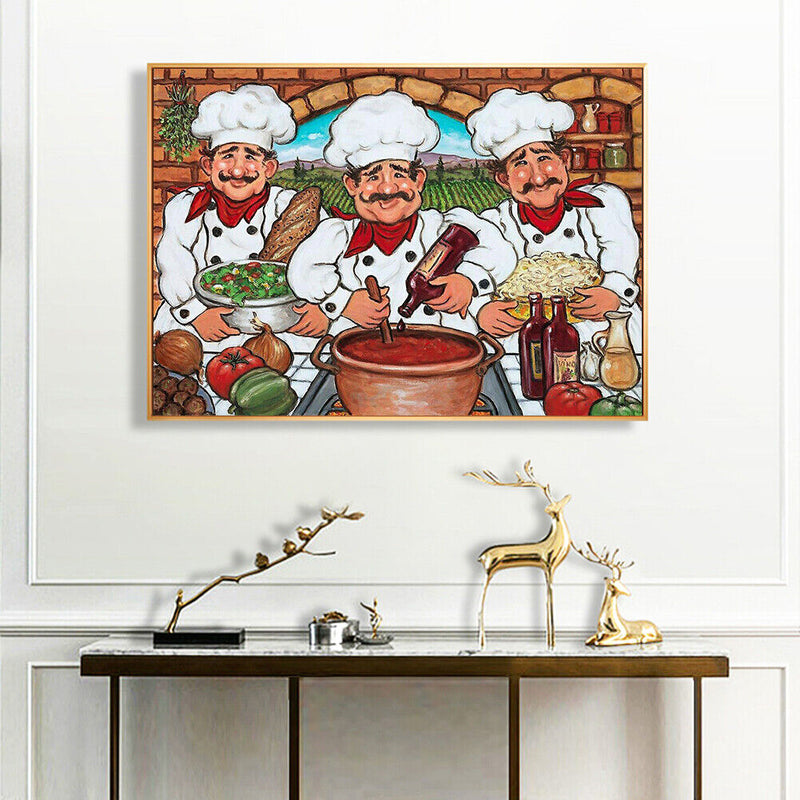 Three Chefs Canvas Paint By Numbers Oil Hand Painted Drawing Kit Home Decor