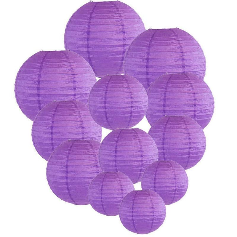 10pcs 6 inch Round Chinese Paper Lantern DIY Lamp Party Decor(Purple)