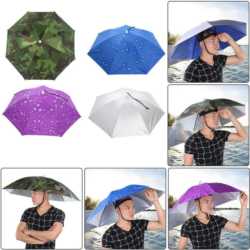 Umbrella Hat Foldable Sun Shade Waterproof Camping Headwear Cap (Army Green)