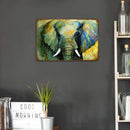 Tin Plates Wall Signs Retro Painting Tusk Elephant Metal Plate Poster for Bar