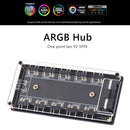 Desktop Computer ARGB Fan Hub Case+Cable 5V 3PIN PC RGB Cooler Splitter Set