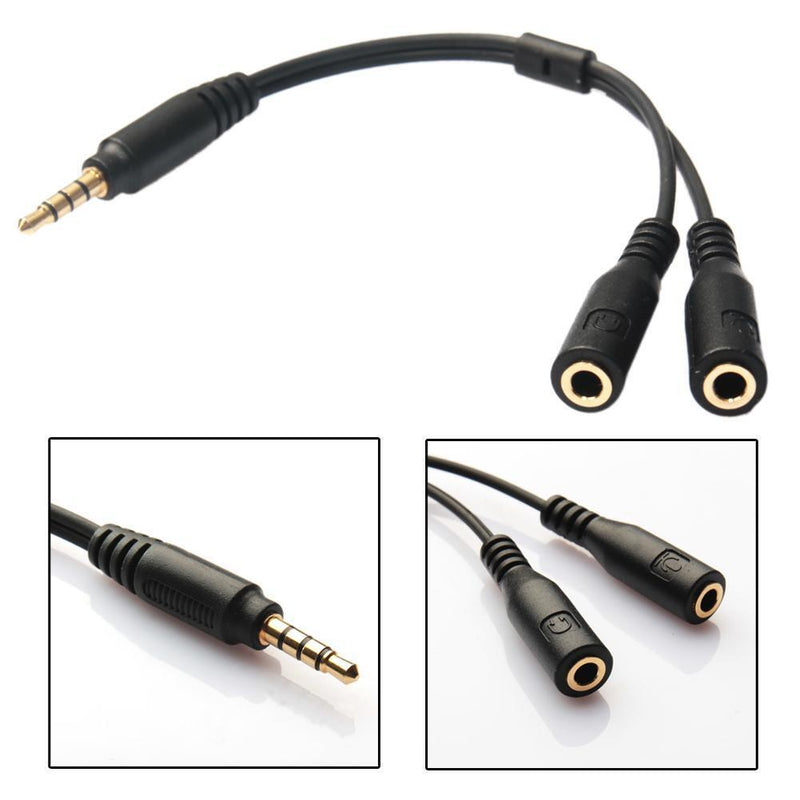 3.5mm Stereo Audio Join (Male, 2 Female) Mic Y Splitter Cable