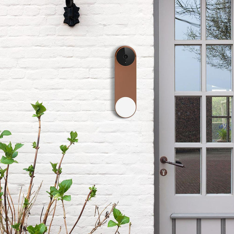 Doorbell Silicone Cover Case Doorbell Accessories for Google Nest (Brown)