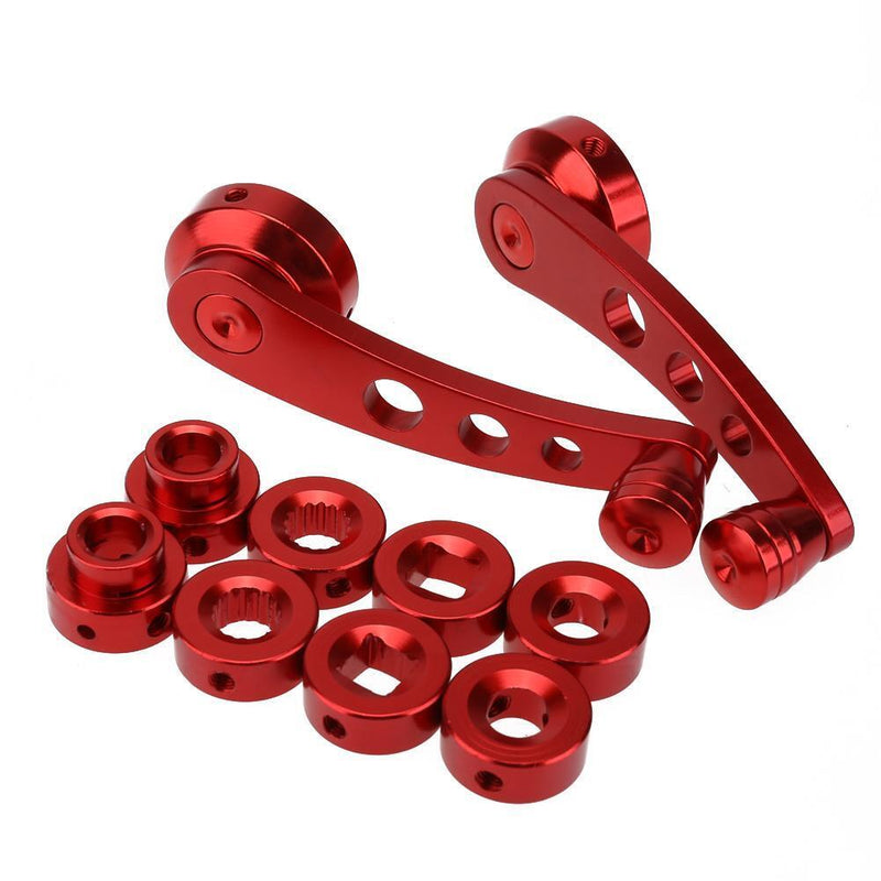 2pcs Aluminum Alloy Car Window Handle Winder Riser Replacement(Red)