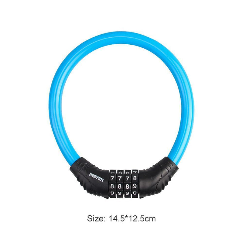 4 Digit Combination Bicycle Security Lock Anti Theft Cable Lock (Blue) Newly