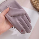 Skin-friendly Embroidered Touch Screen Plush Winter Warm Gloves For Women