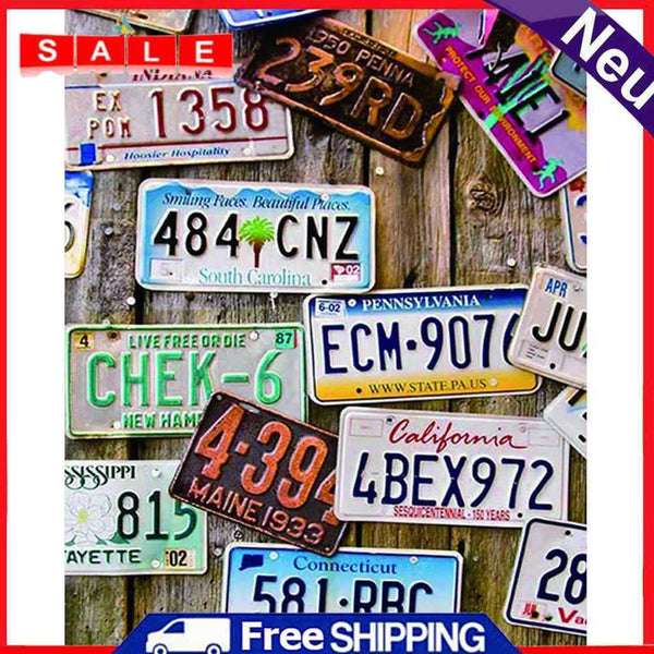License Plate Oil Paint By Numbers Wall Art Posters Picture Craft Decorations