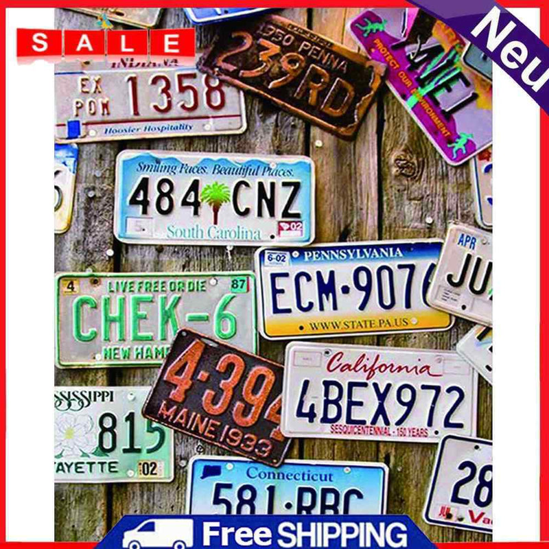 License Plate Oil Paint By Numbers Wall Art Posters Picture Craft Decorations