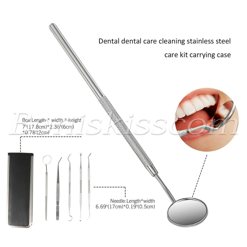 5pcs Pro Stainless Steel Oral Teeth Care Dental Hygiene Deep Cleaning Tool Set
