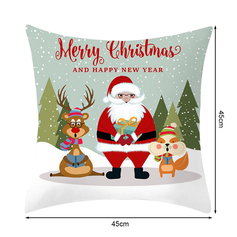 Anti-Fading Christmas Santa Print Pillow Case Sweat-Absorbent Home Sofa Cushion