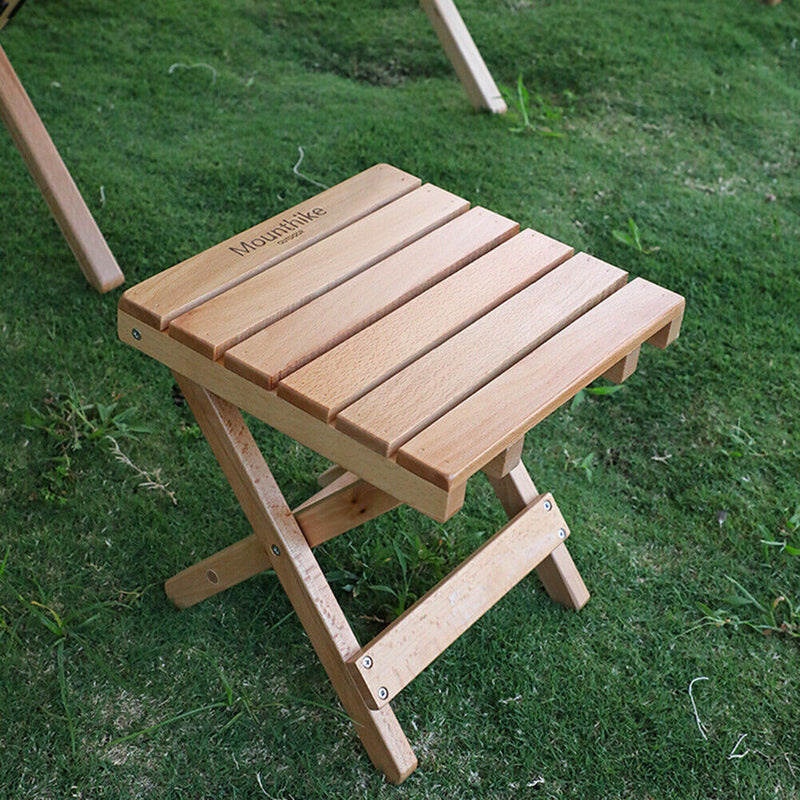 Wood Chair Portable Foldable Outdoor Camping Fishing BBQ Bench Stool (Log)
