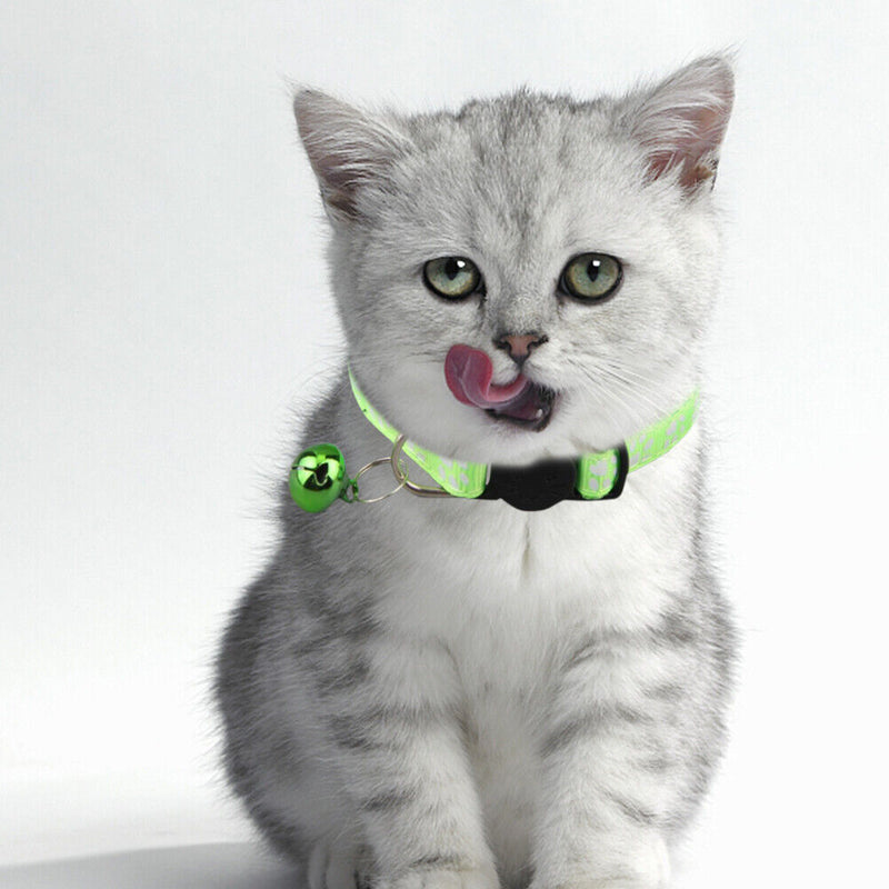 12pcs Cat Collar Nylon Pet Collar with Bell Charms Collar for Small Puppy K