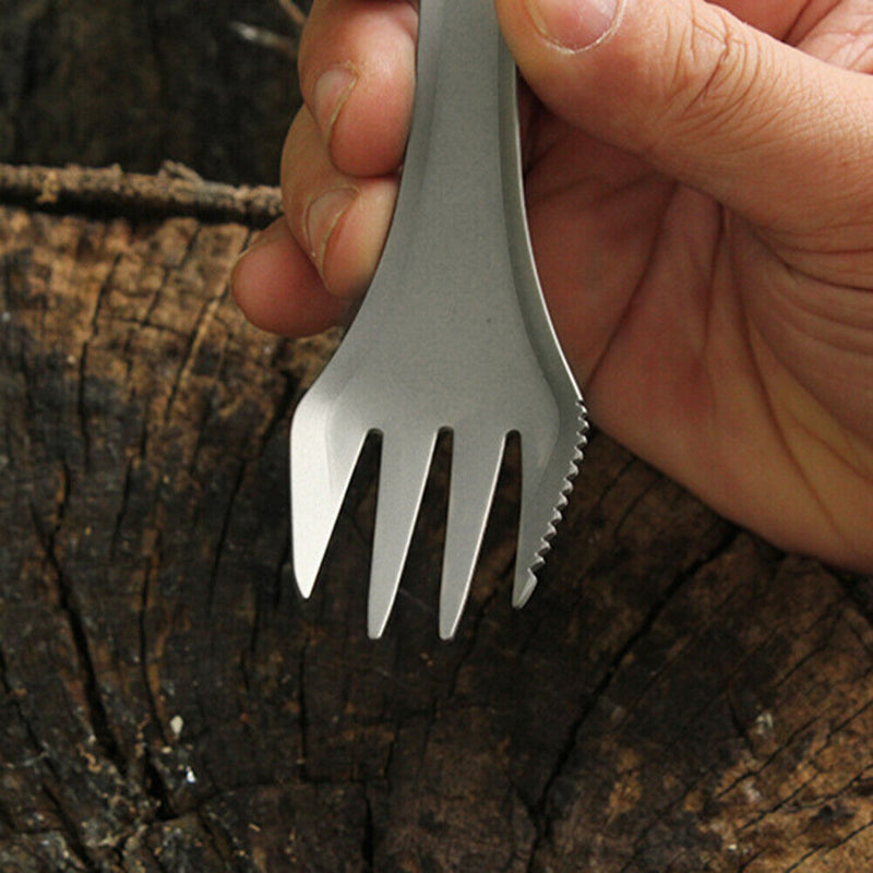 SUNDICK 3 in 1 Outdoor Camp Picnic Spoon Fork Titanium Kitchen Tableware Cutlery
