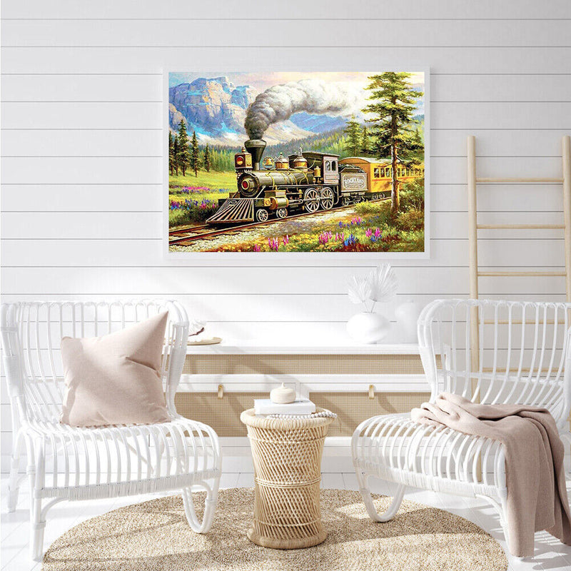 5D Full Round Drill Mosaic Craft DIY Forest Train Rhinestone Diamond Painting