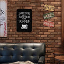 Wall Mounted Coffee Metal Signs Retro Pub Bar Door Hanging Rectangle Iron Sheet