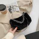 Autumn Messenger Purse Fashion Women Plush Shoulder Top-handle Bag Chain Totes