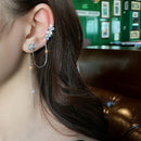 Crystal Water Flower Chain Tassel Earring Stud Earring Ear Bone Ear Clip