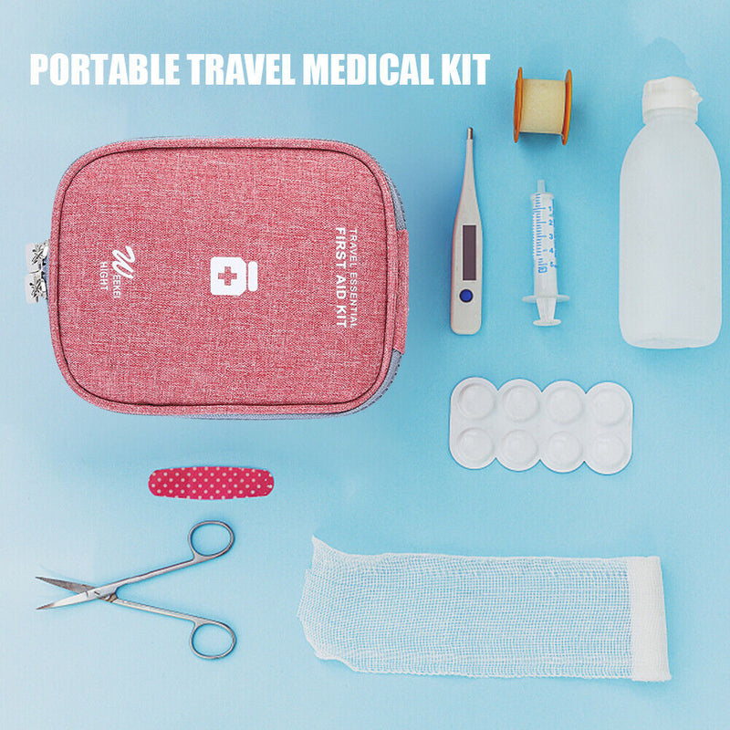 Outdoor First Aid Kit Bag Portable Medicine Storage Case (Red 14x11cm) Newly