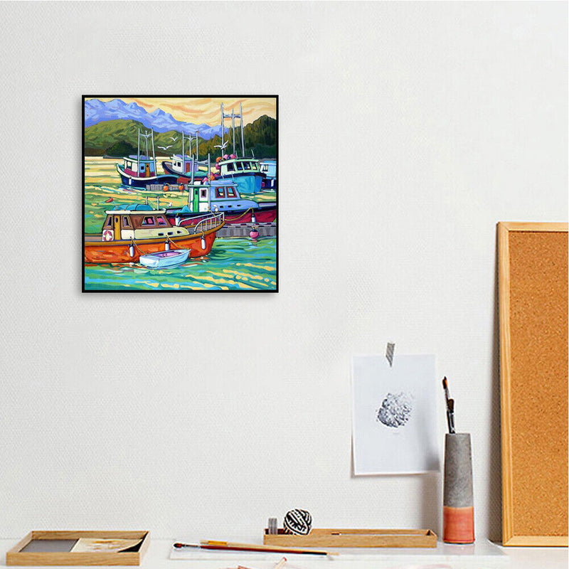 DIY Ship Pattern Oil Paint by Numbers Hand Painted Acrylic Picture Home Decor