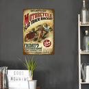 Weatherproof Retro Chic Motorcycle Sign Iron Painting Wall Drawing (1) Newly