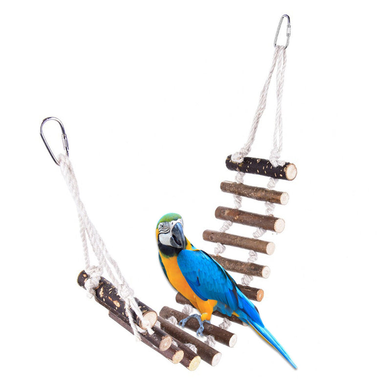 Parrot Bridge Step Ladder, Wood Bird Cage Hammock Swing Toys for Parakeet Budgie