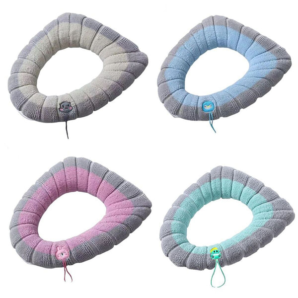 Winter O-Shaped Warmer with Handle Pad Cushion Toilet Seat Cover Closestool Mat