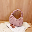 Fashion Women Suede Shoulder Top-handle Bag Pleated Solid Handbag (Pink)
